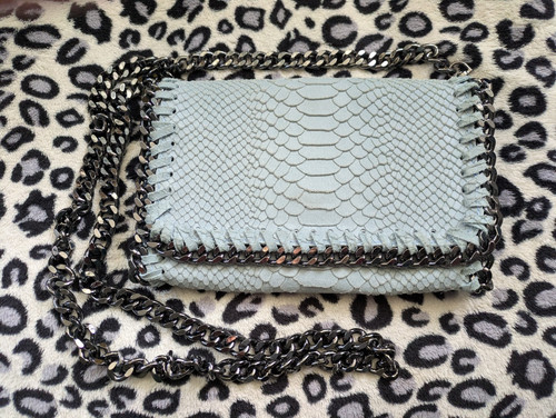 Blue snakeskin style leather - style,