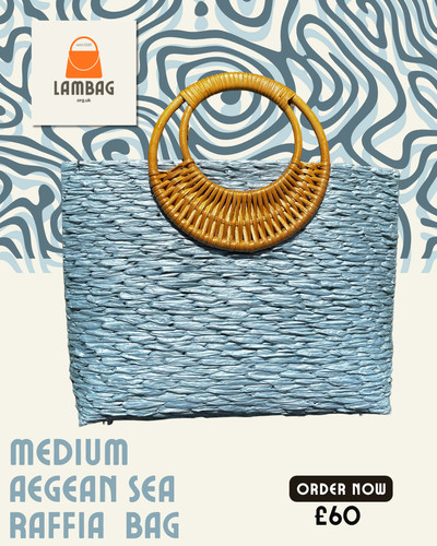 Soft blue raffia handbag - soft,