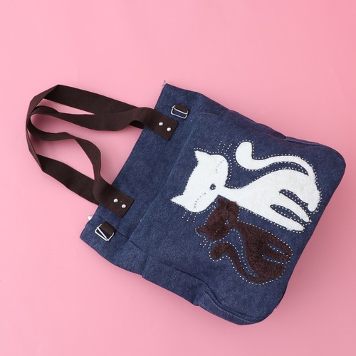 Women canvas bag - canvas, rhinestone