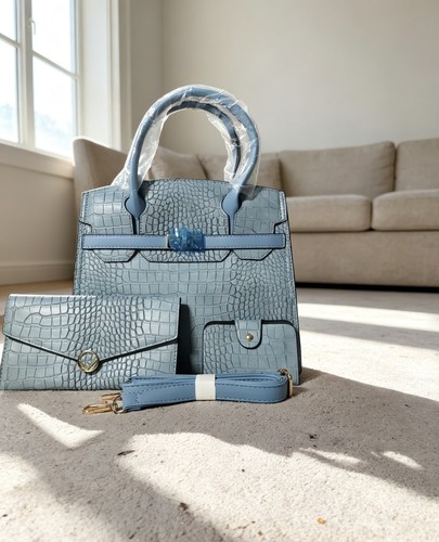Blue croc effect - blue, structured
