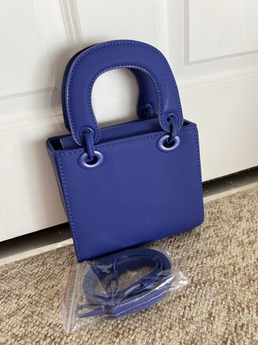 Blue leather handbag women - blue,